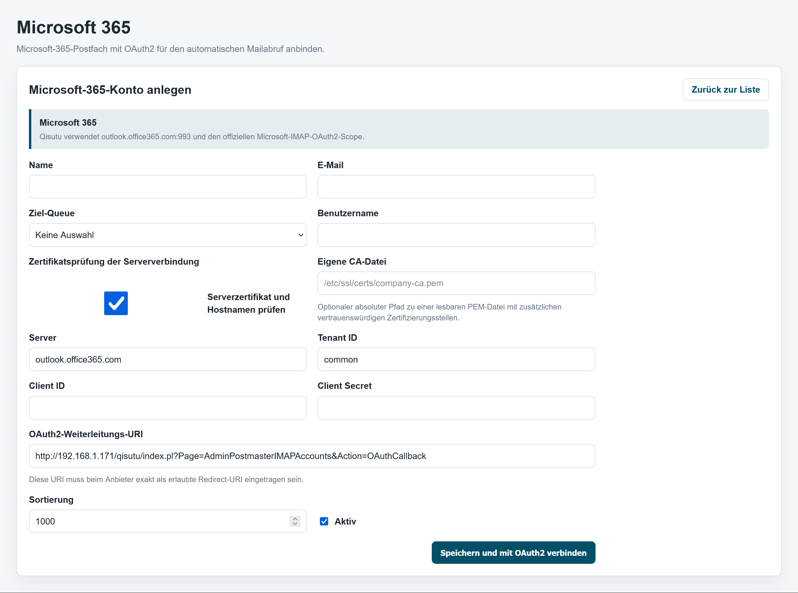 E-Mail-Abruf über Microsoft 365
