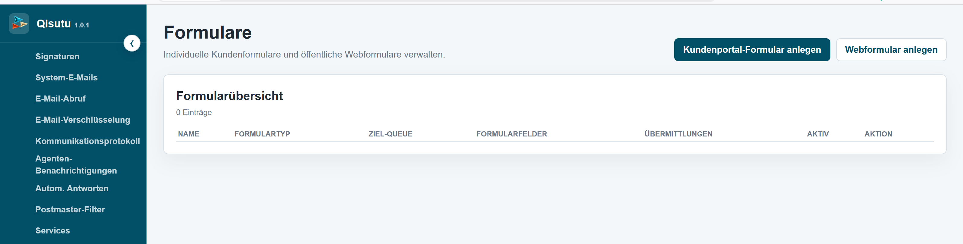 Übersicht der Formulare