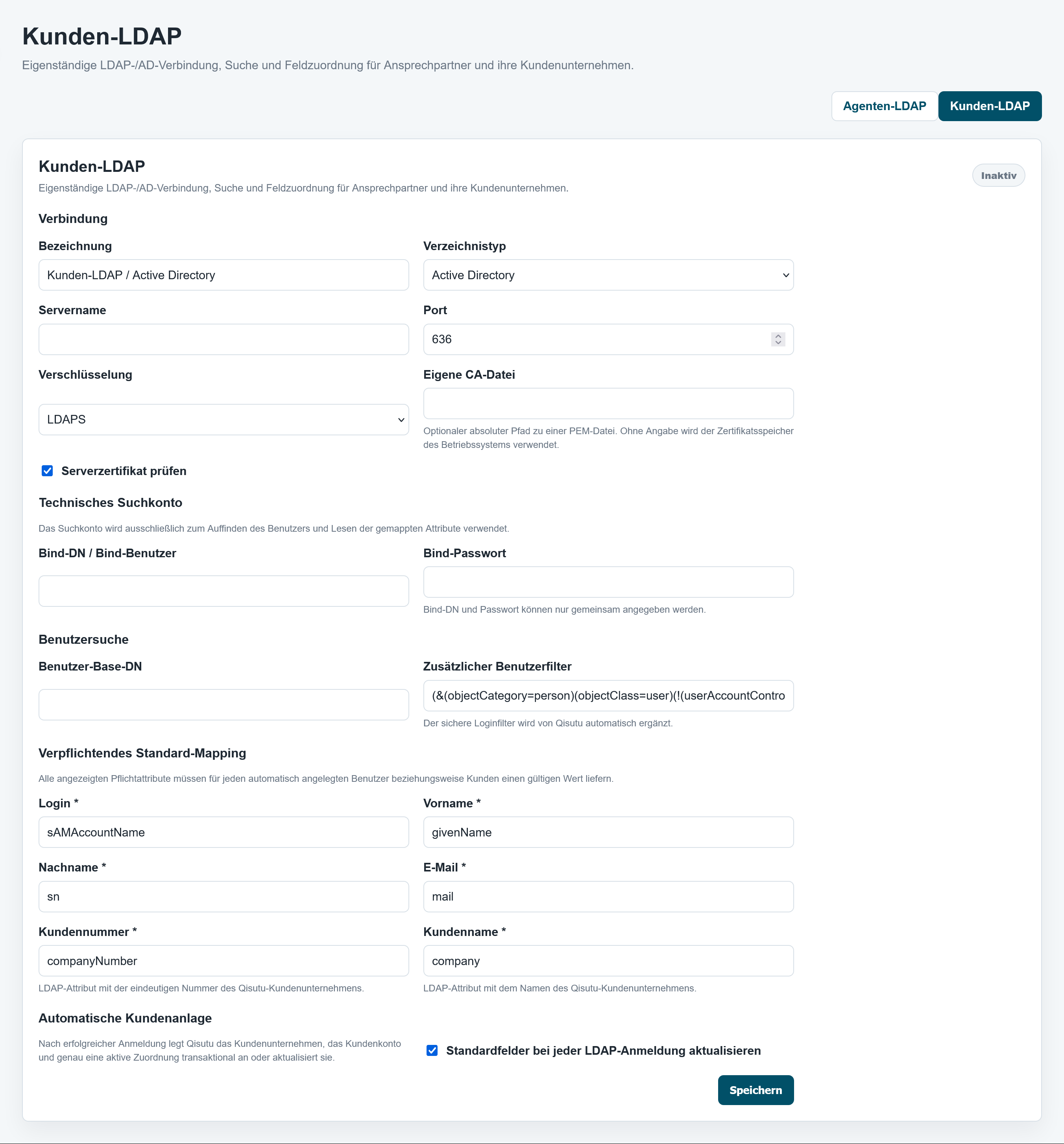 LDAP für Kundenbenutzer