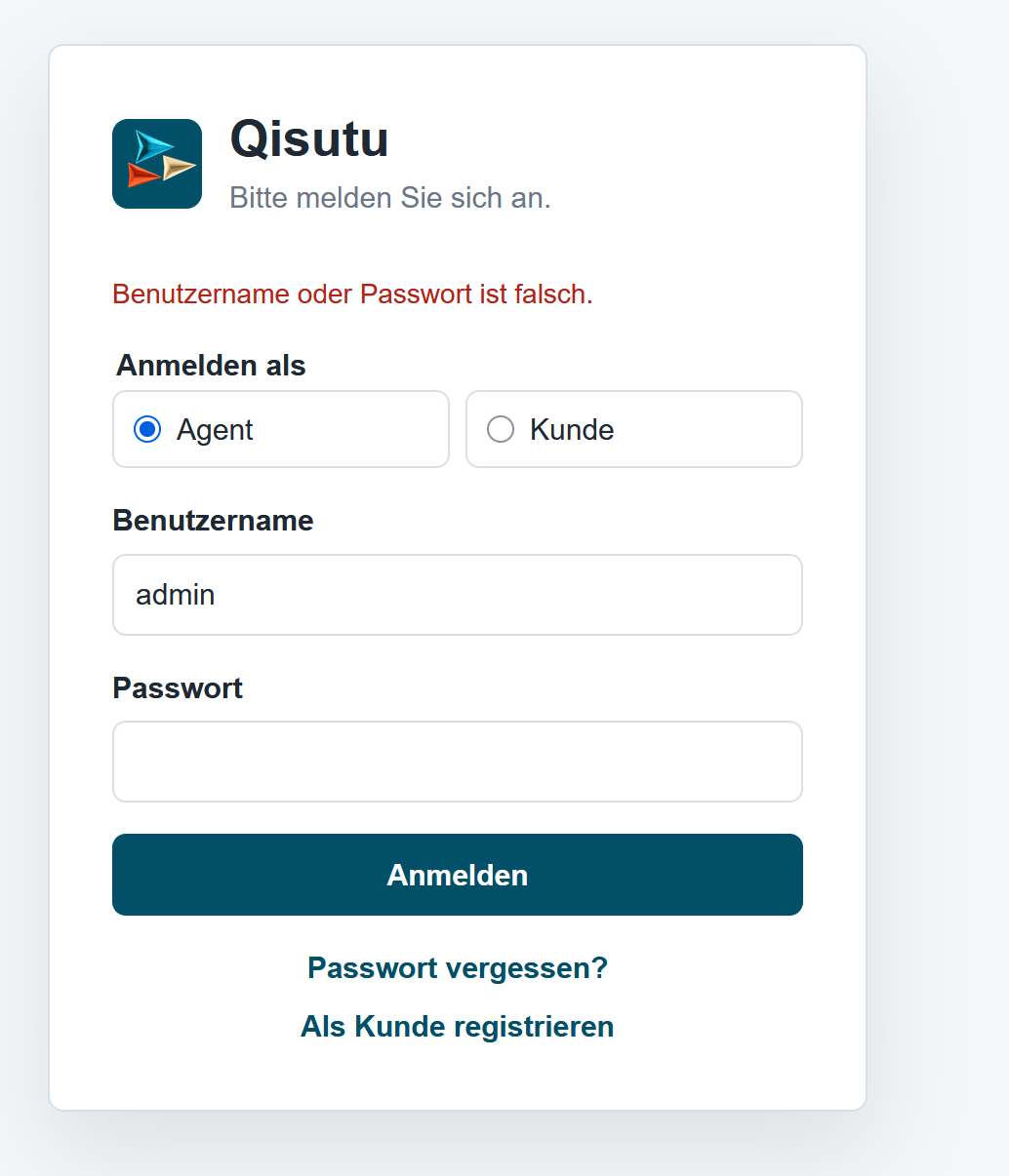 Ungültiger Link zur Passwortzurücksetzung