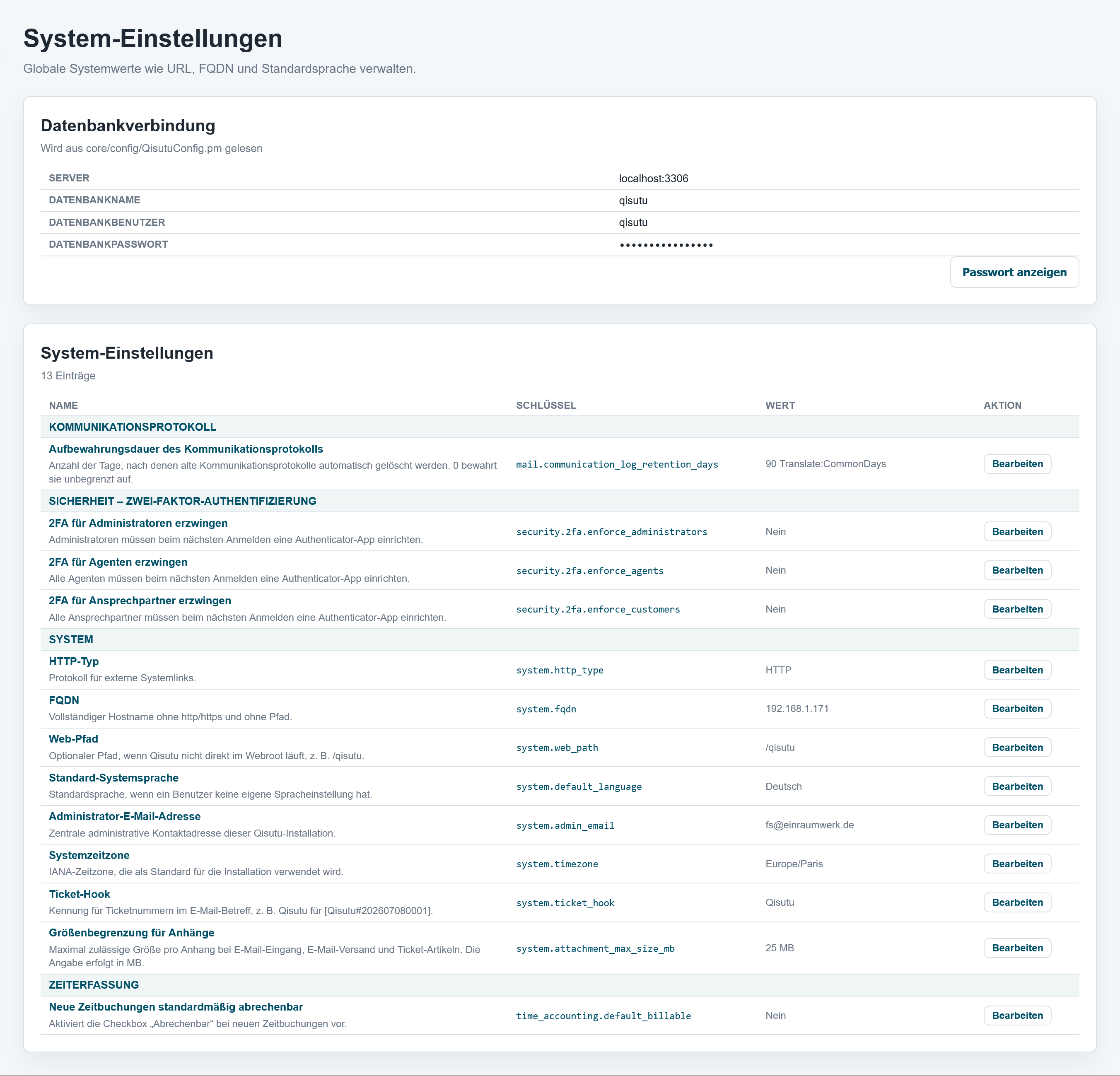 System-Einstellungen