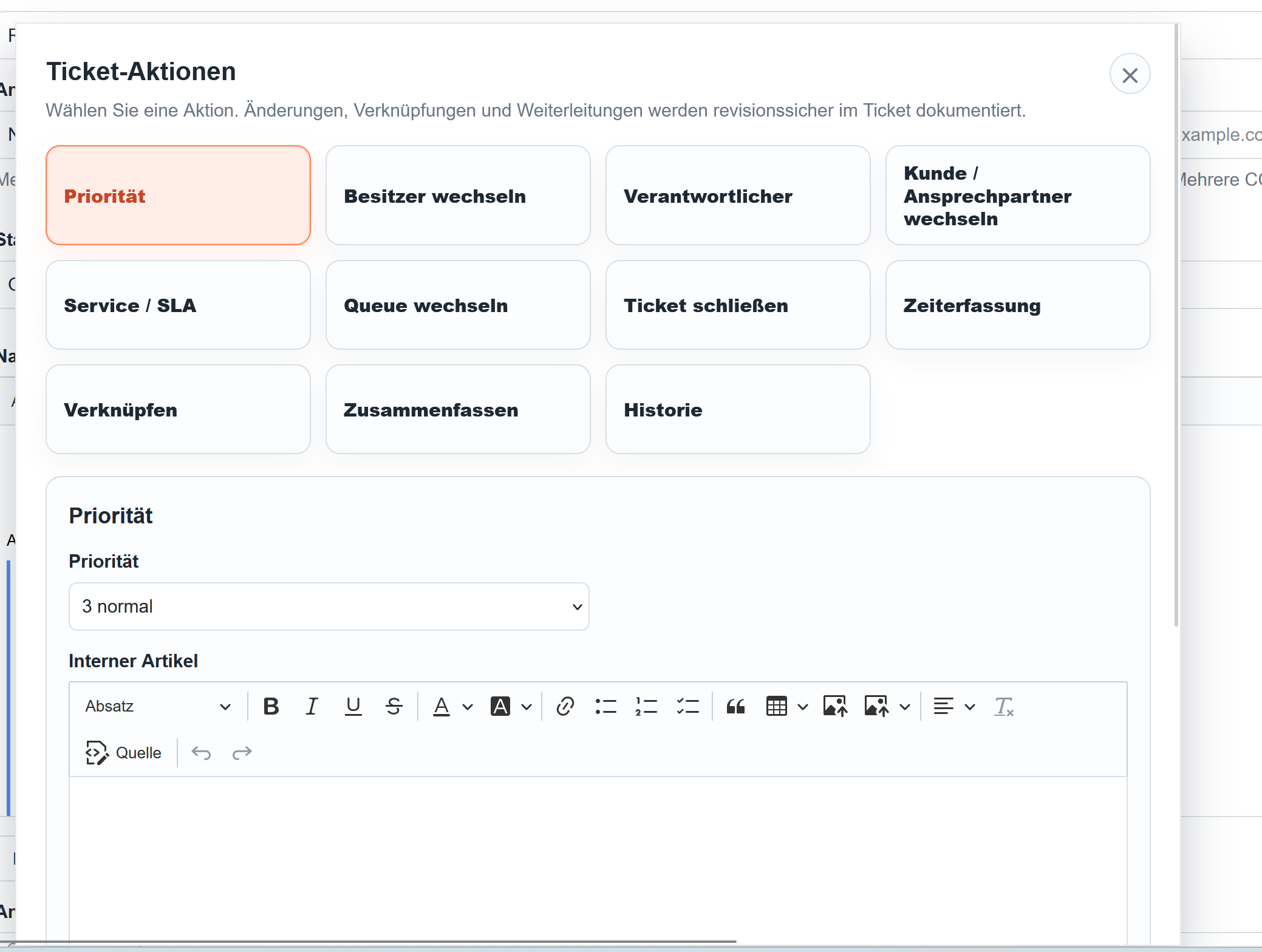 Werkzeuge für Ticketeigenschaften
