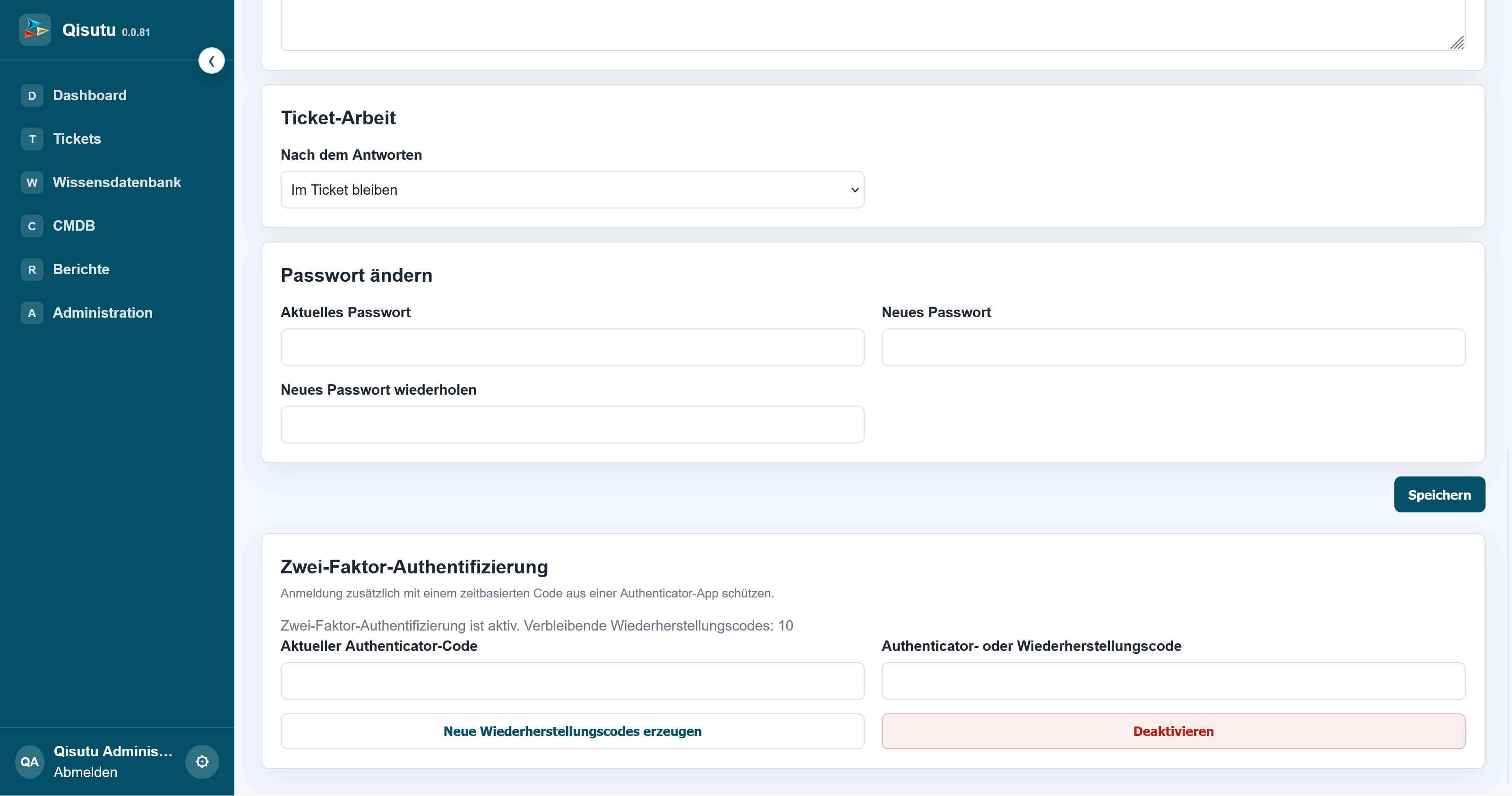 Aktivierte Zwei-Faktor-Authentifizierung