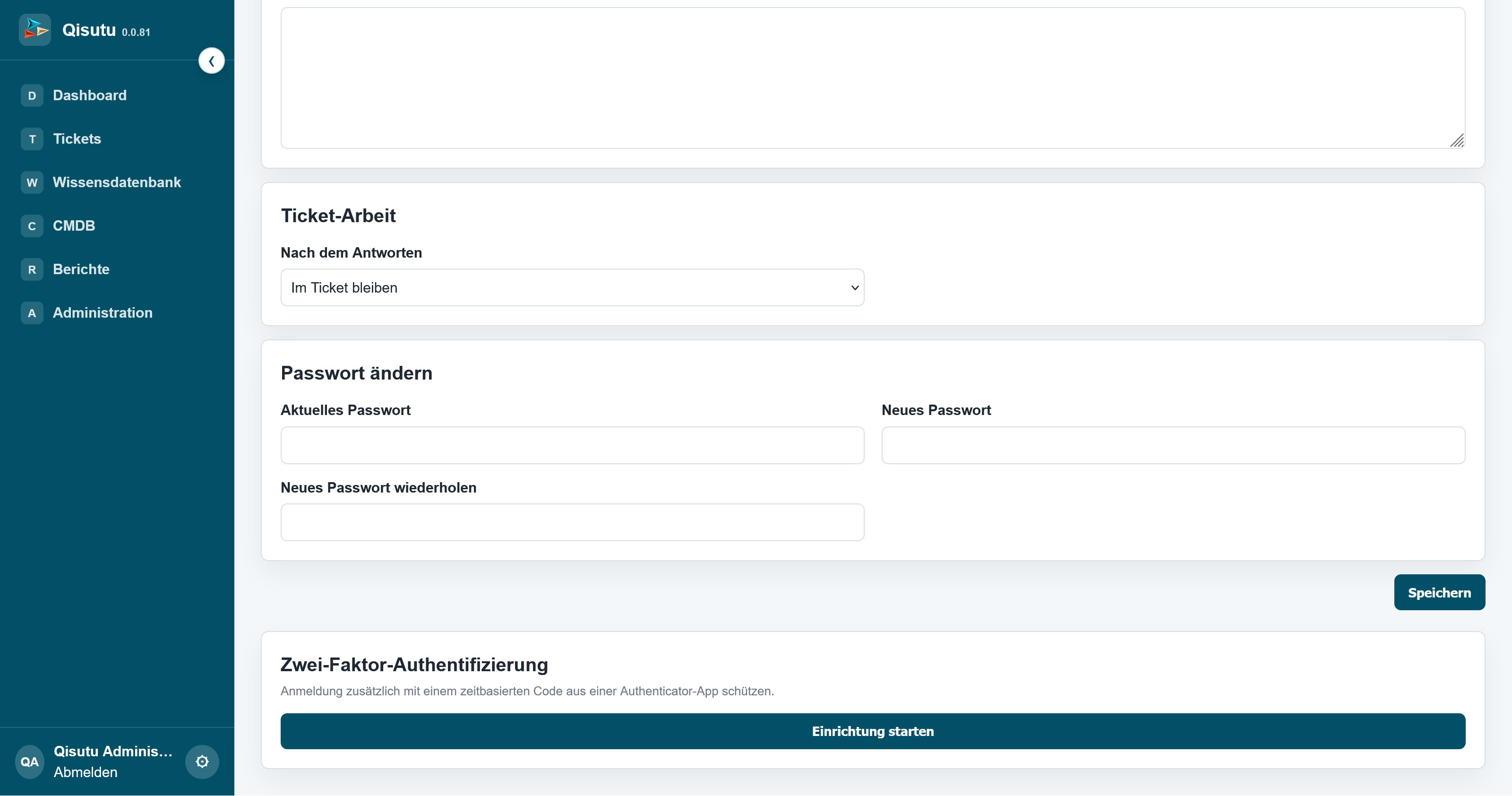 Zwei-Faktor-Authentifizierung starten